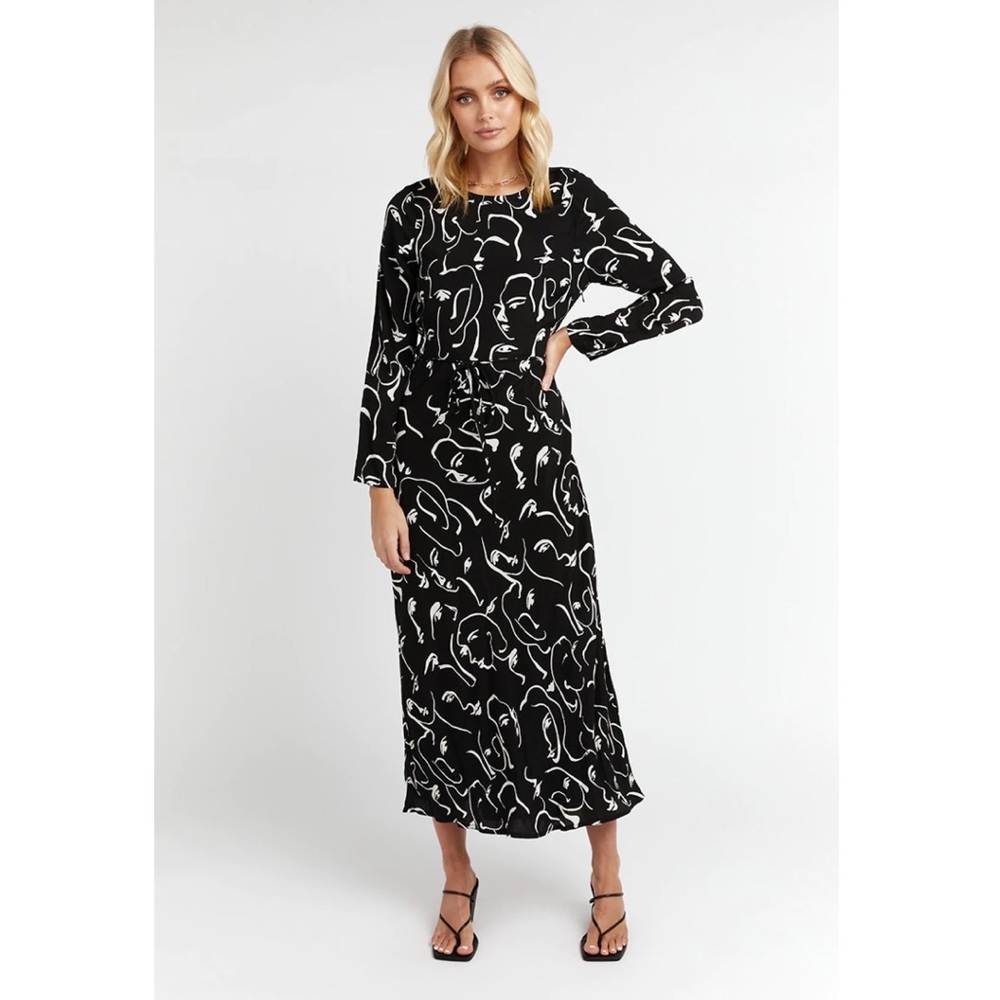 DISSH | MONET BLACK PRINTED SLEEVED DRESS Size 2/XS